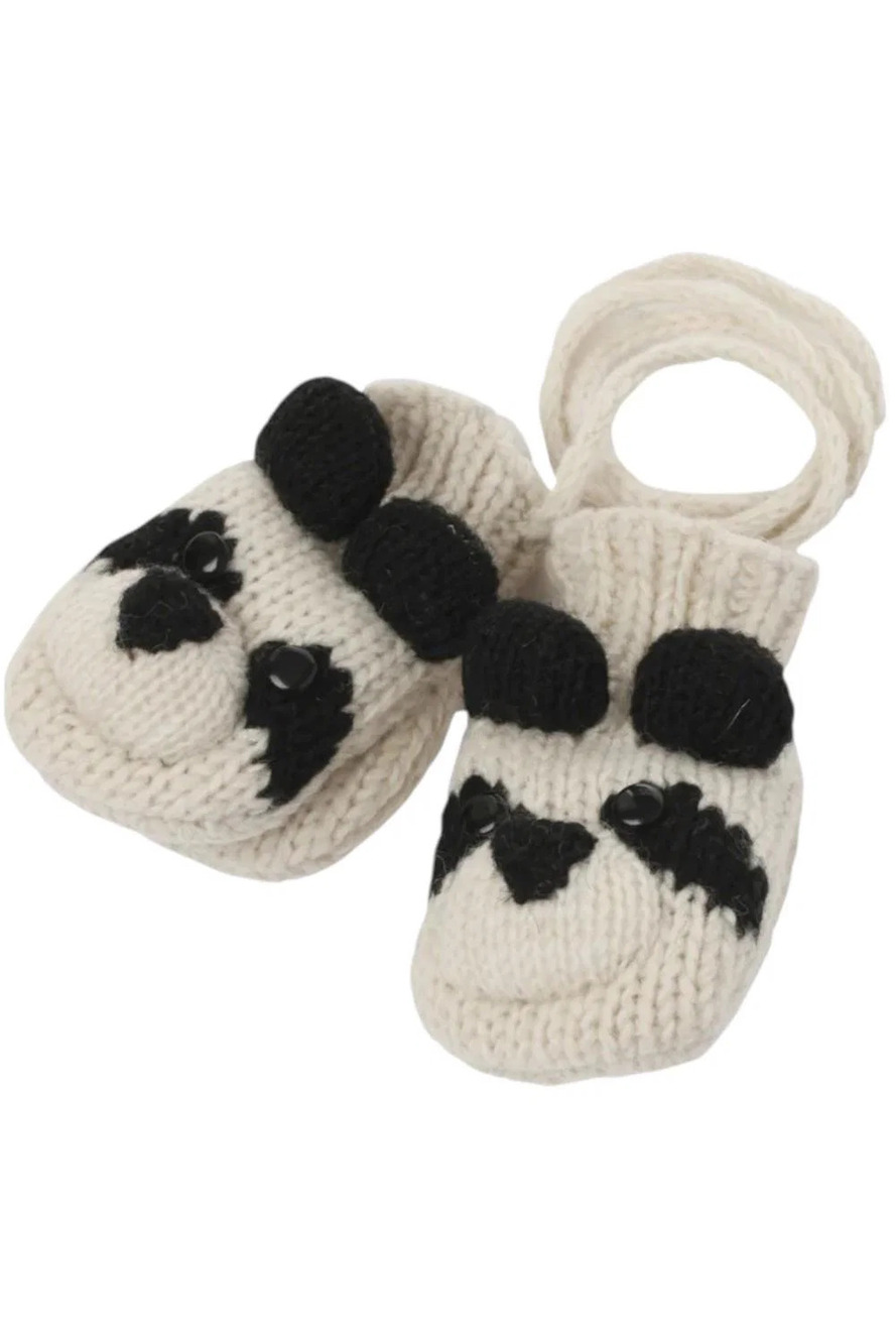 Nirvanna Designs Kid's Panda Mittens White/Black